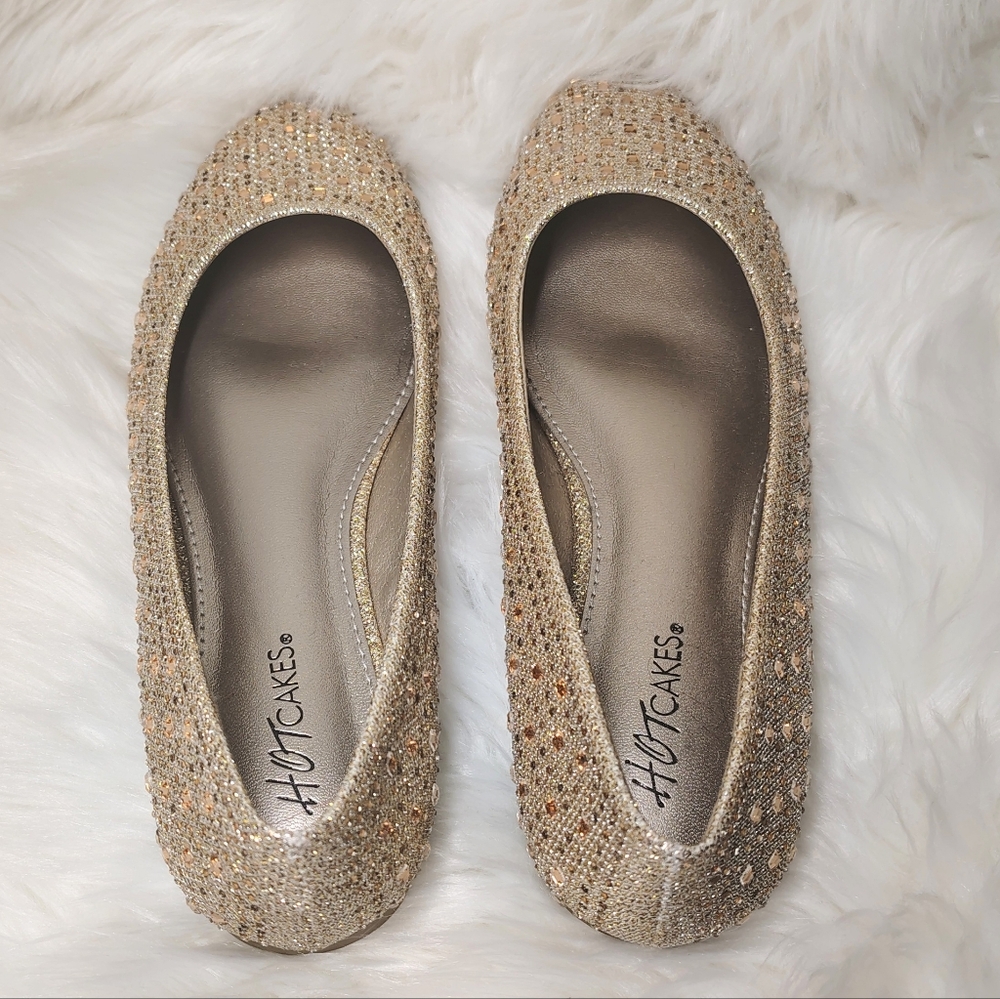 Hot Cakes Gold Jeweled Rhinestone Flats - Picture 9 of 10